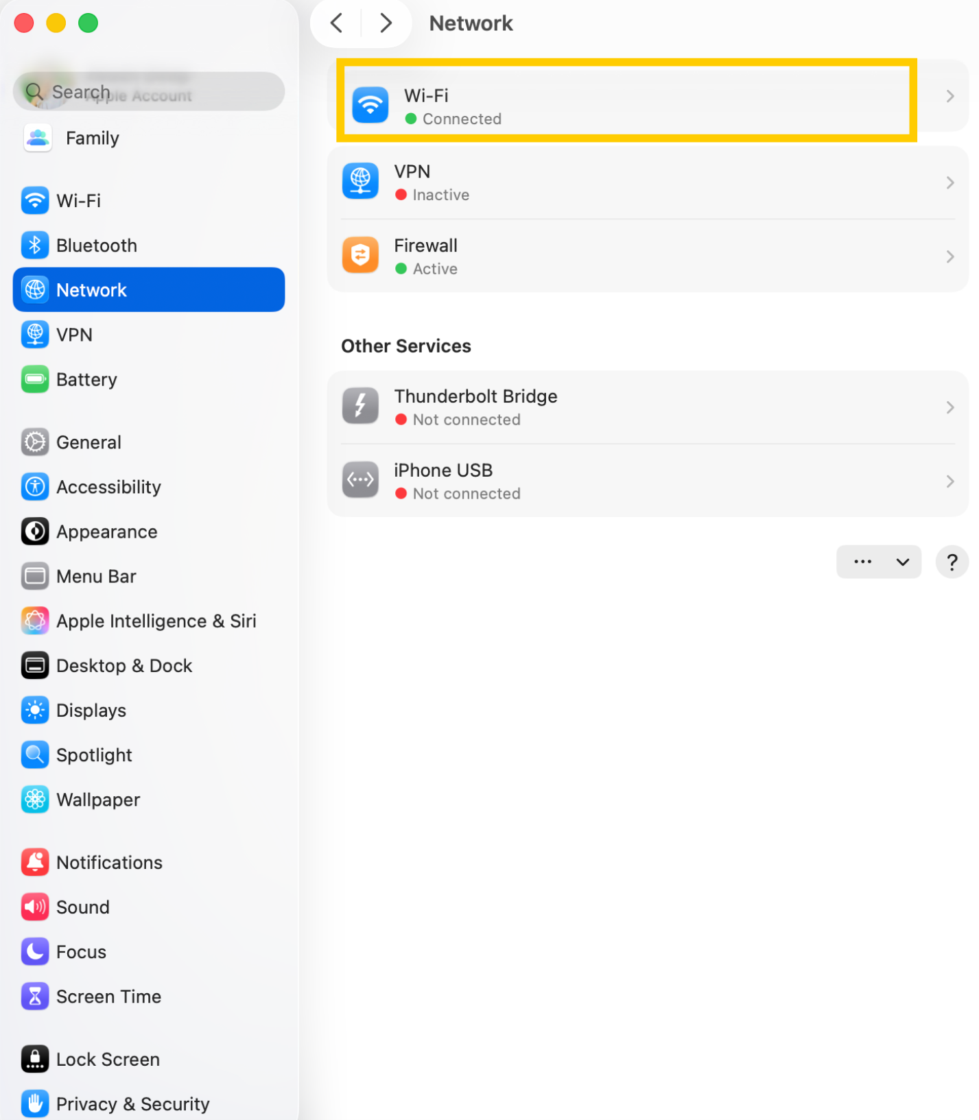 macOS Network settings with Wi-Fi selected.