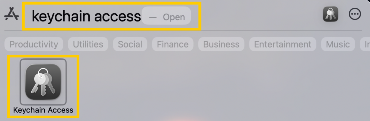 Keychain Access app in macOS Launchpad.