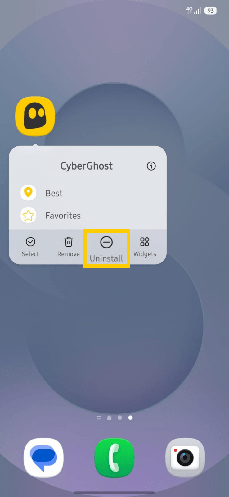 Android app uninstall button.