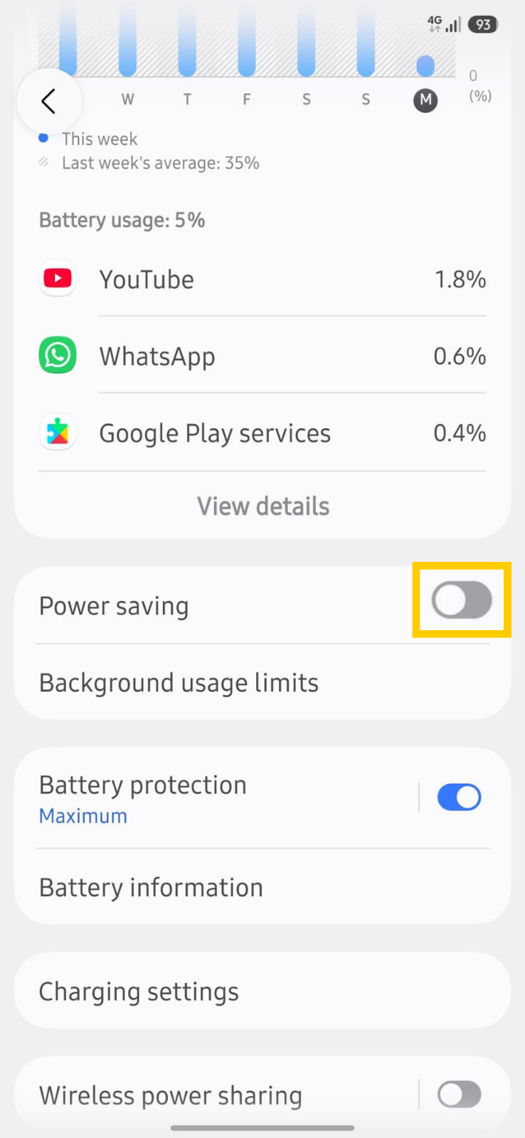 Android battery power saving feature.