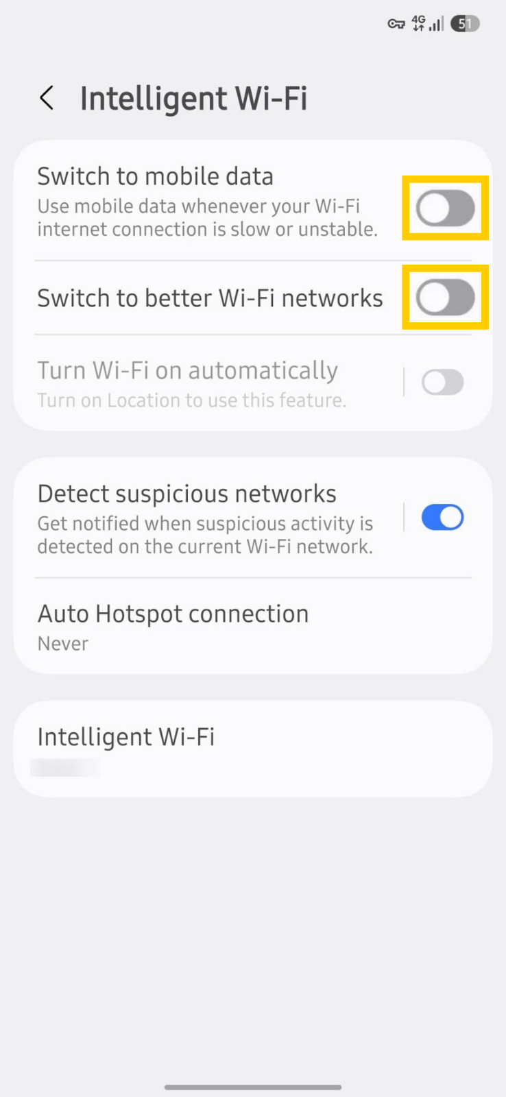 How to disable adaptive or auto-switch Wi-Fi settings on Android.