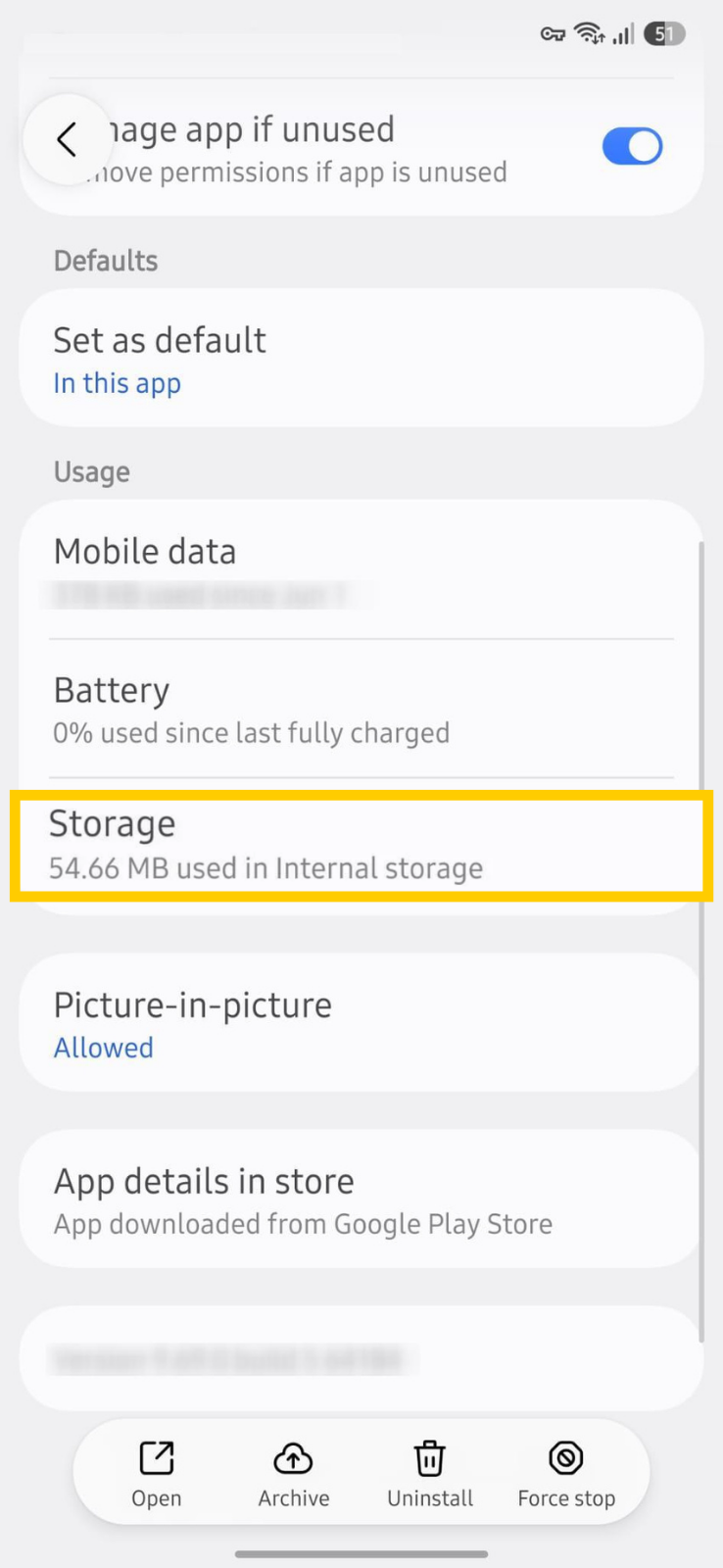 Opening Android app storage for data and cache.