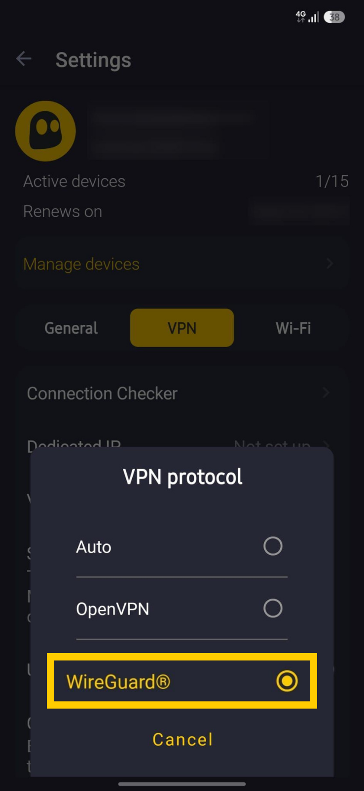 CyberGhost VPN protocol list, including OpenVPN and WireGuard.