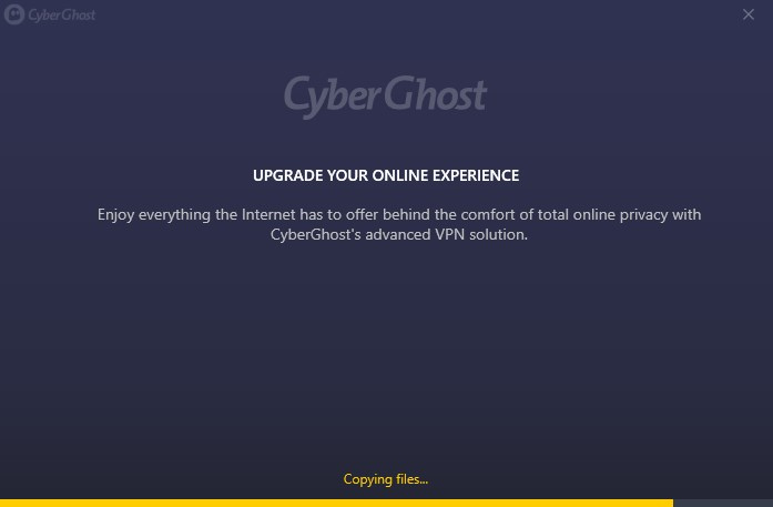  Installation de CyberGhost VPN en cours.