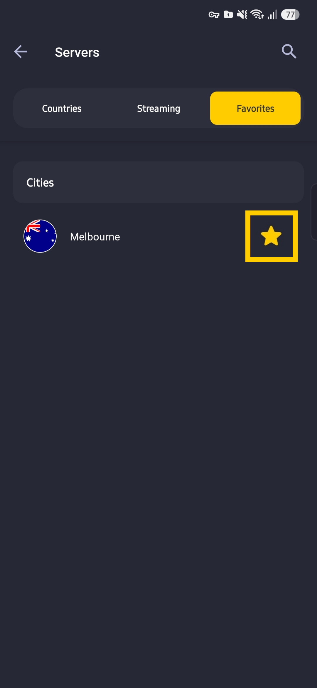 Supprimer les serveurs CyberGhost VPN de votre liste de favoris.