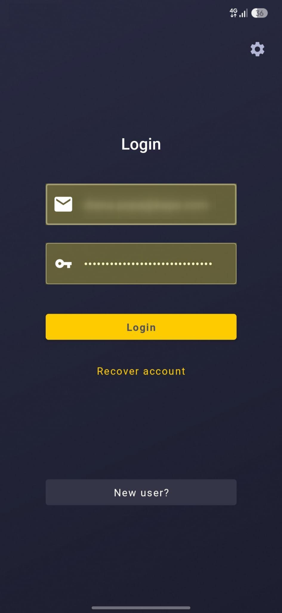 Die Anmeldeseite von CyberGhost VPN auf Android.