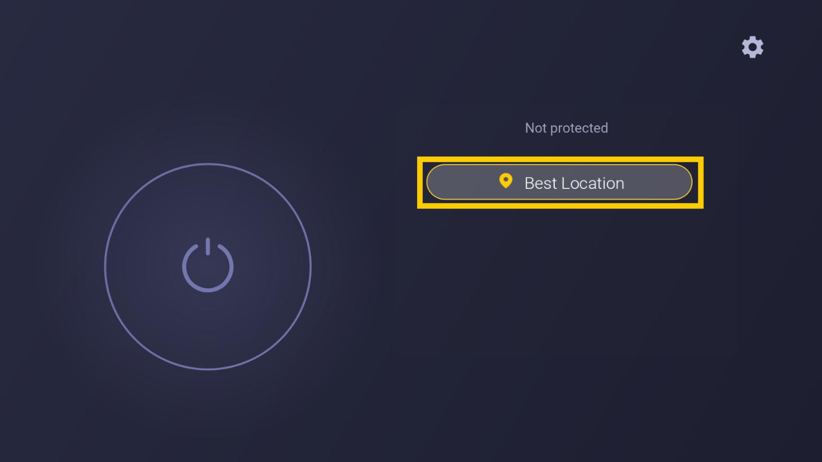 CyberGhost Fire TV Dashboard with Best Location option selected