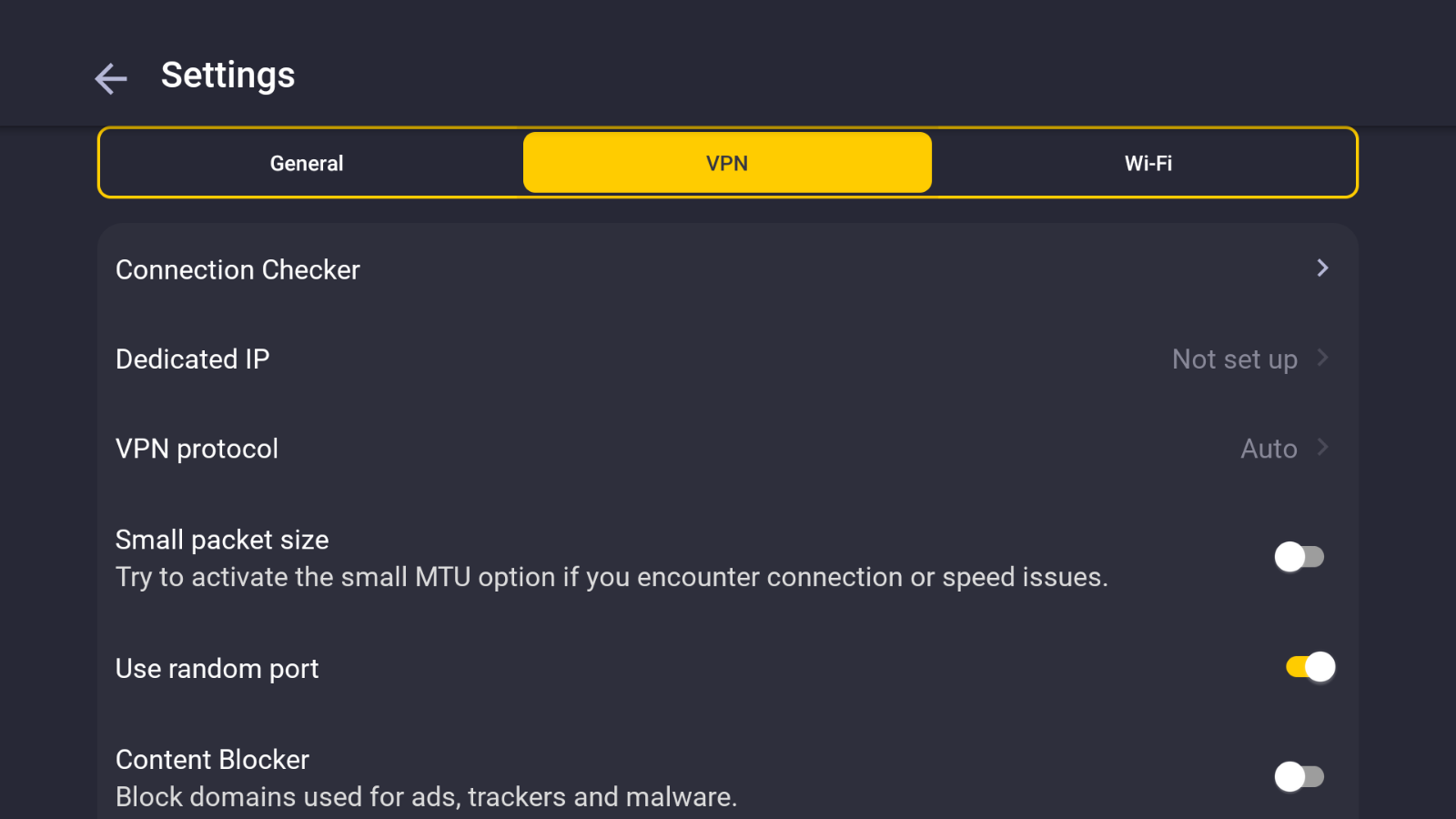 CyberGhost VPN menu, including the connection checker, dedicated IP options, and more.