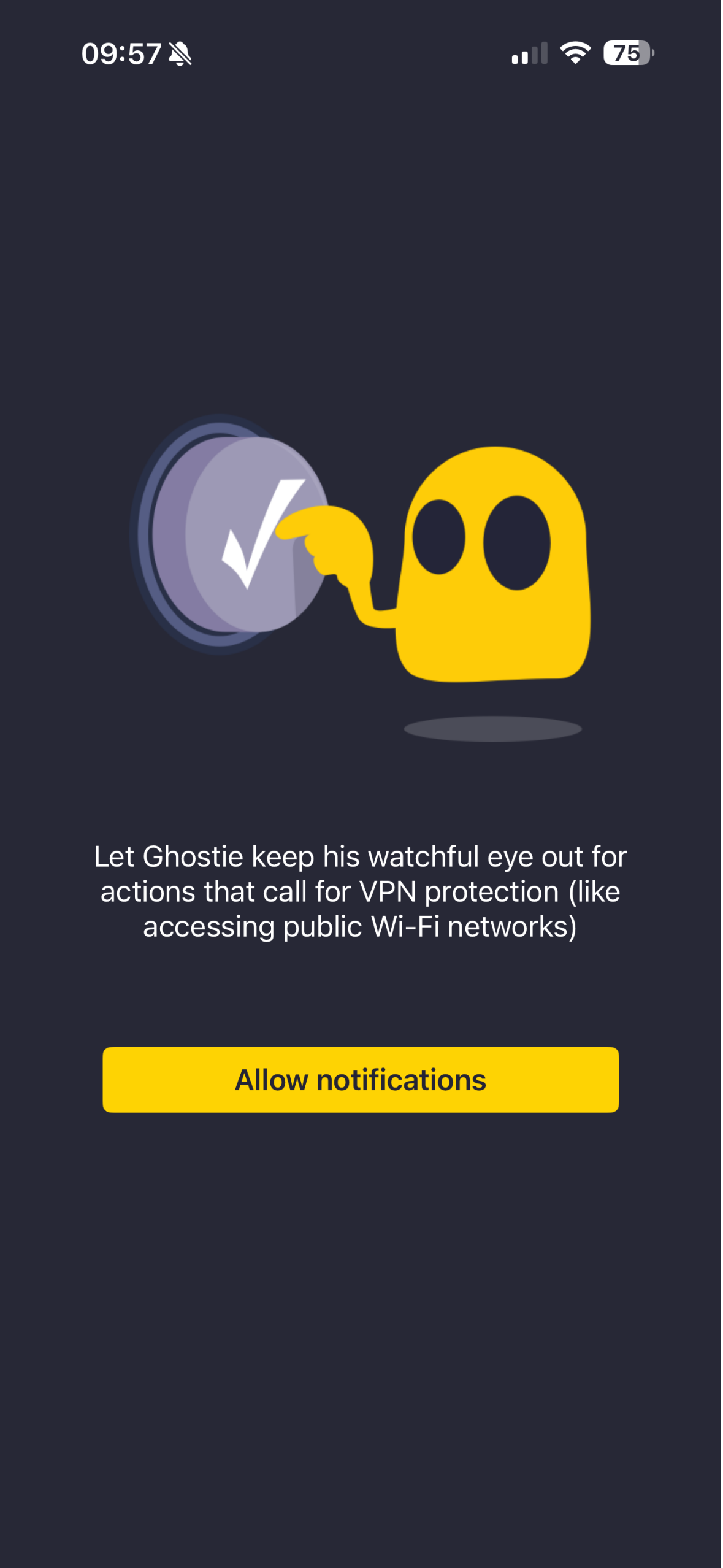 Écran de notifications de CyberGhost VPN.