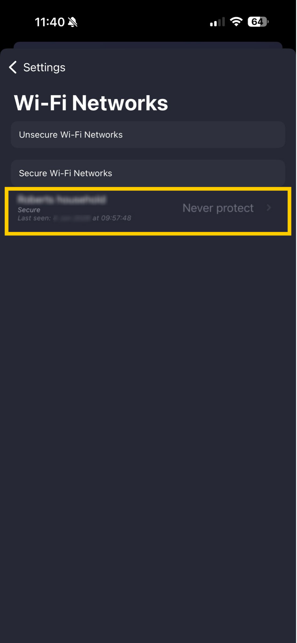 Einstellungen für WLAN-Netzwerke in der App von CyberGhost VPN.