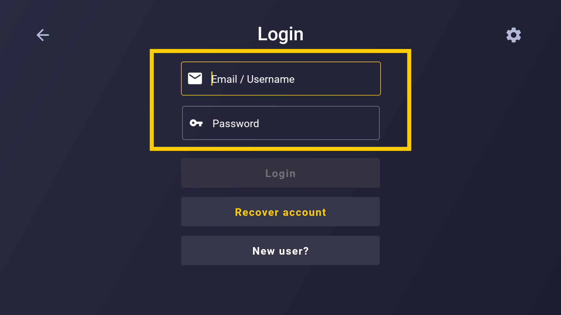 Écran de connexion CyberGhost, mettant en évidence les champs de saisie Email / Nom d'utilisateur et Mot de passe.