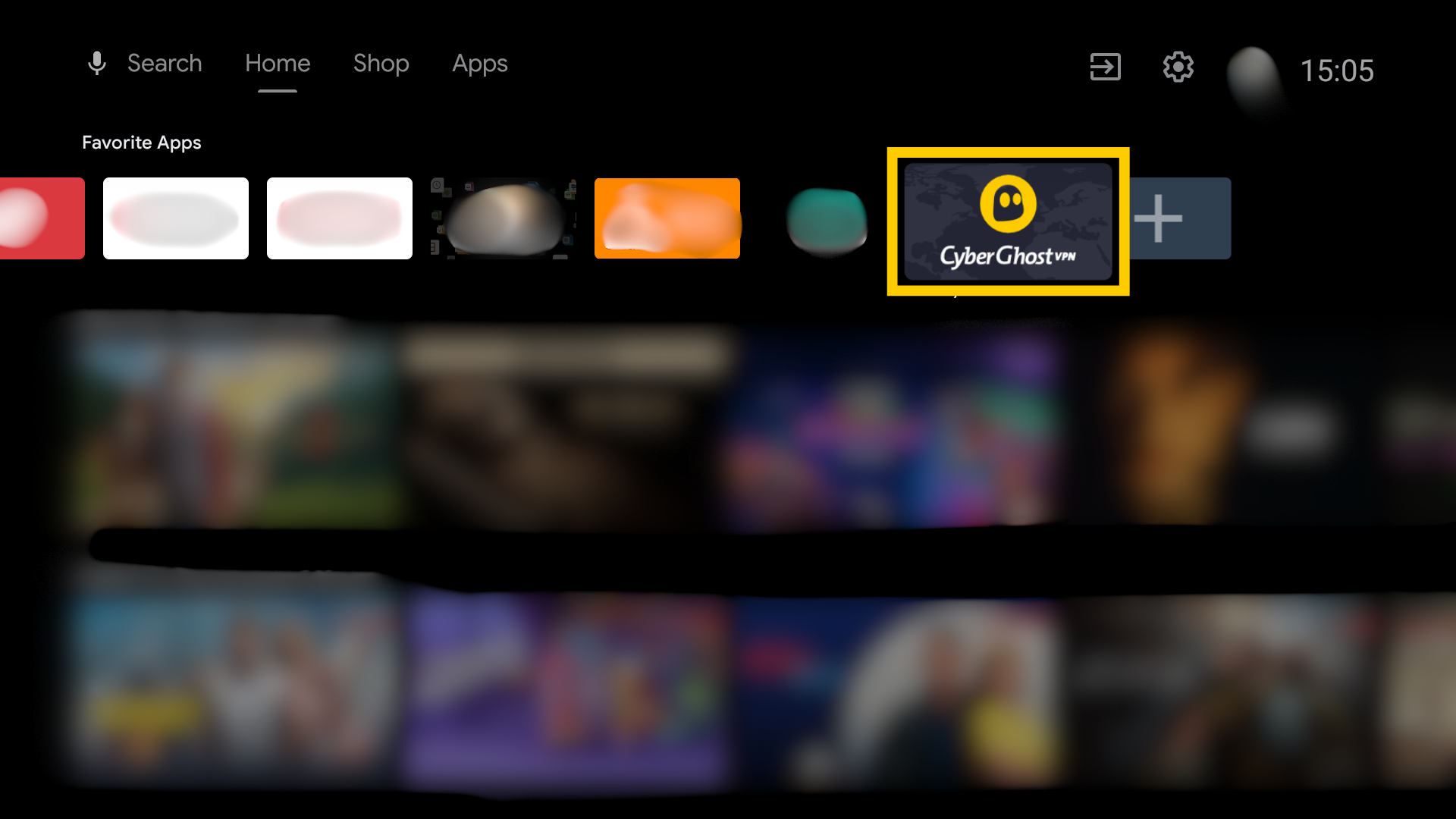 Écran d’accueil de Android TV.