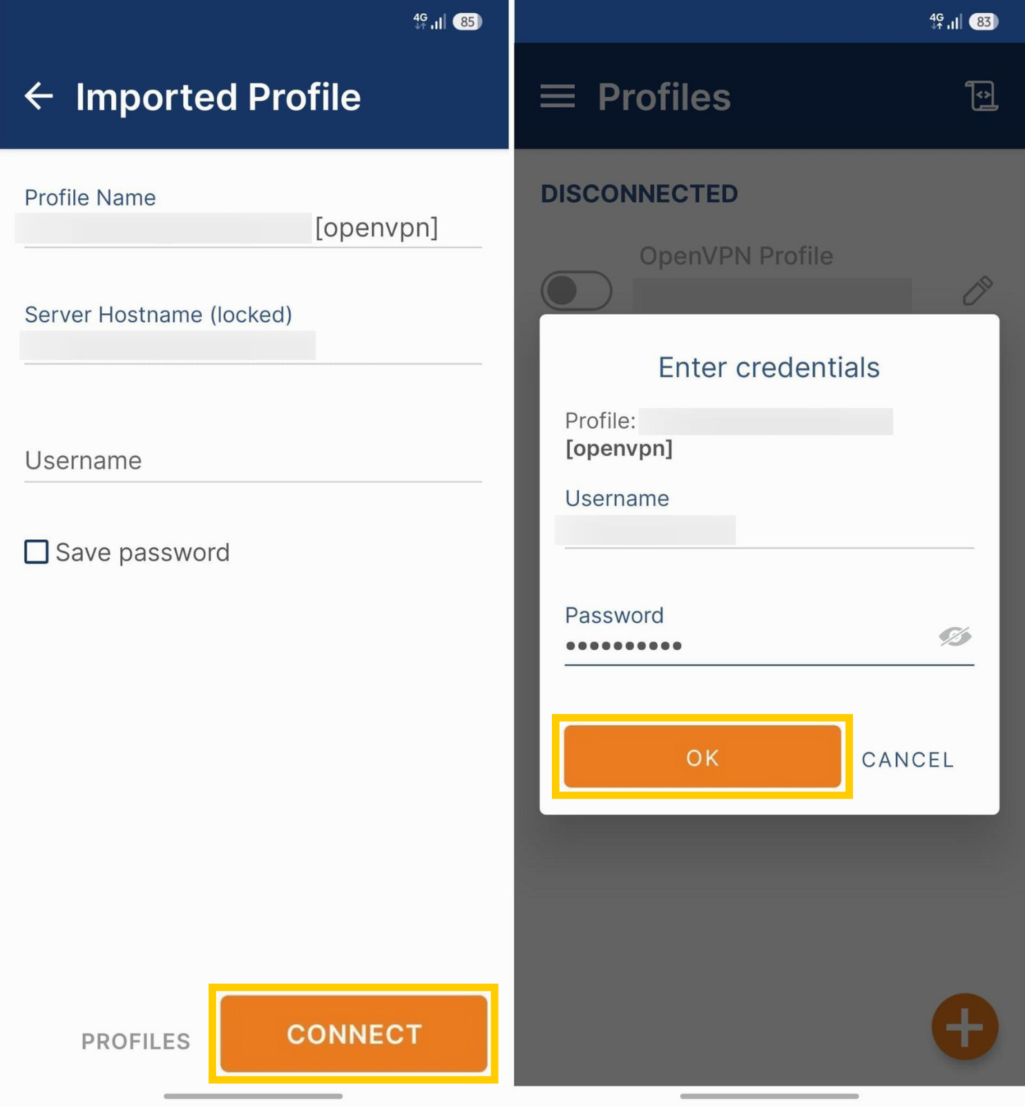 Connexion à un nouveau client OpenVPN.