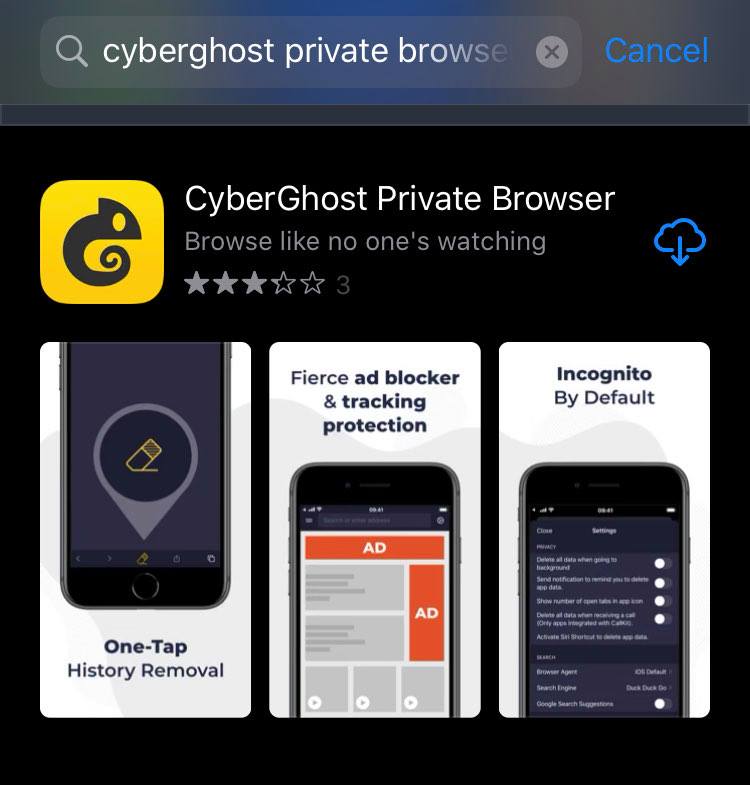 for ios instal CyberGhost VPN