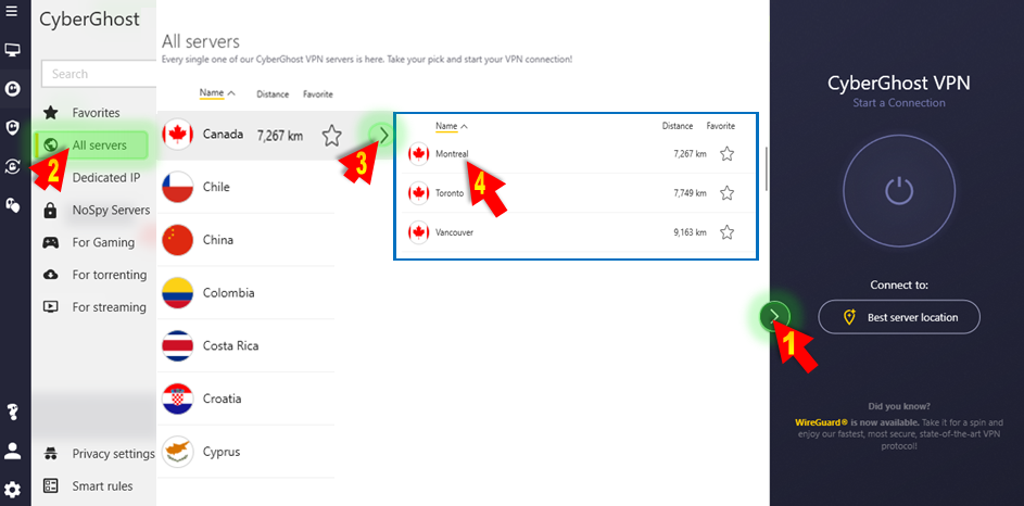 How do I get a VPN for a specific country?